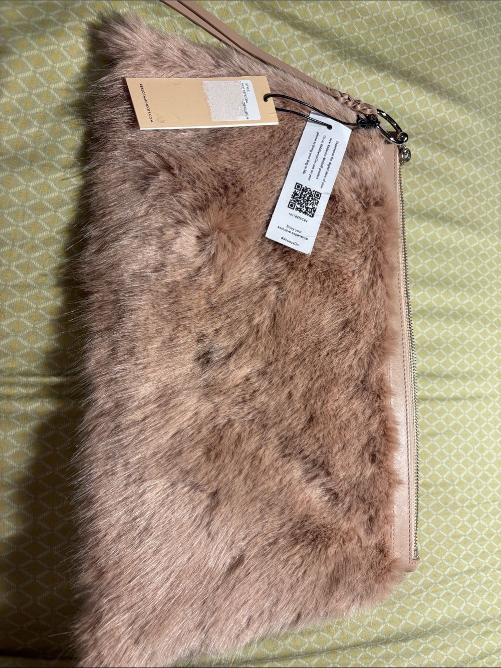 Rebecca Minkoff pink fur and leather handbag